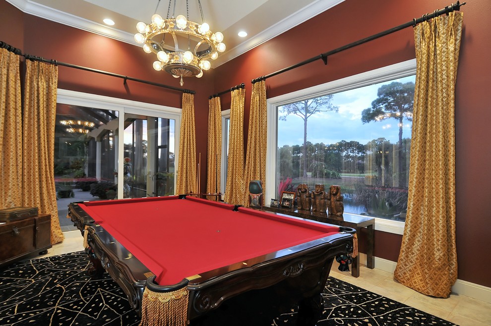 Design ideas for a traditional games room in Tampa with brown walls.