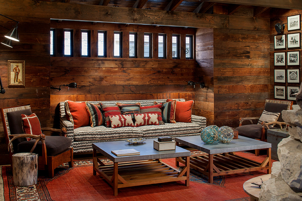 This is an example of a rustic games room in Austin.