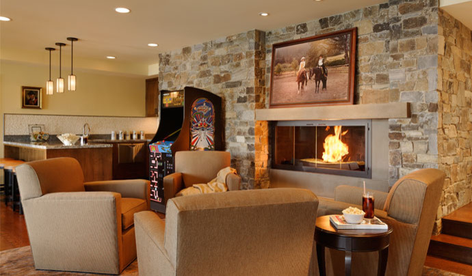 Elegant family room photo in Seattle