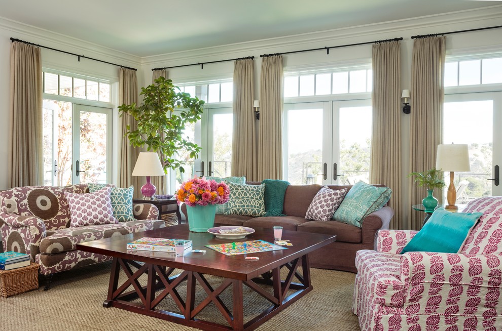 Inspiration for a large transitional open concept family room remodel in Los Angeles