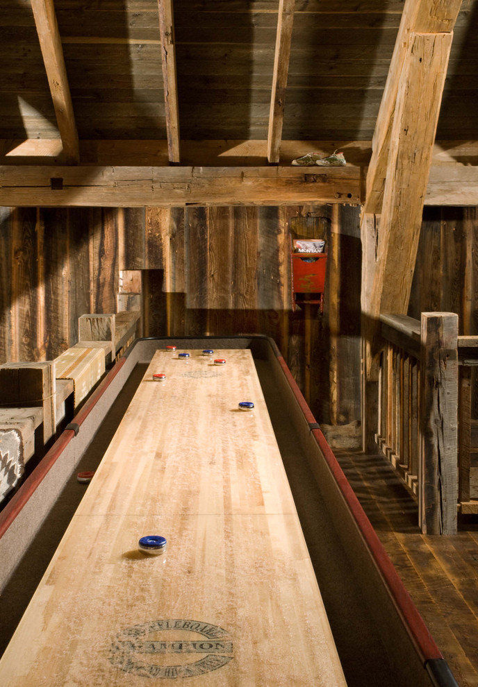 Design ideas for a rustic games room in Denver with a game room.