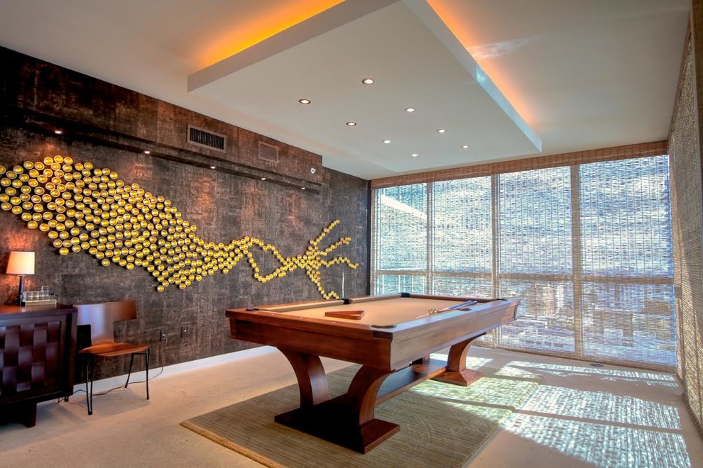 Inspiration for a mid-sized eclectic open concept game room remodel in Miami