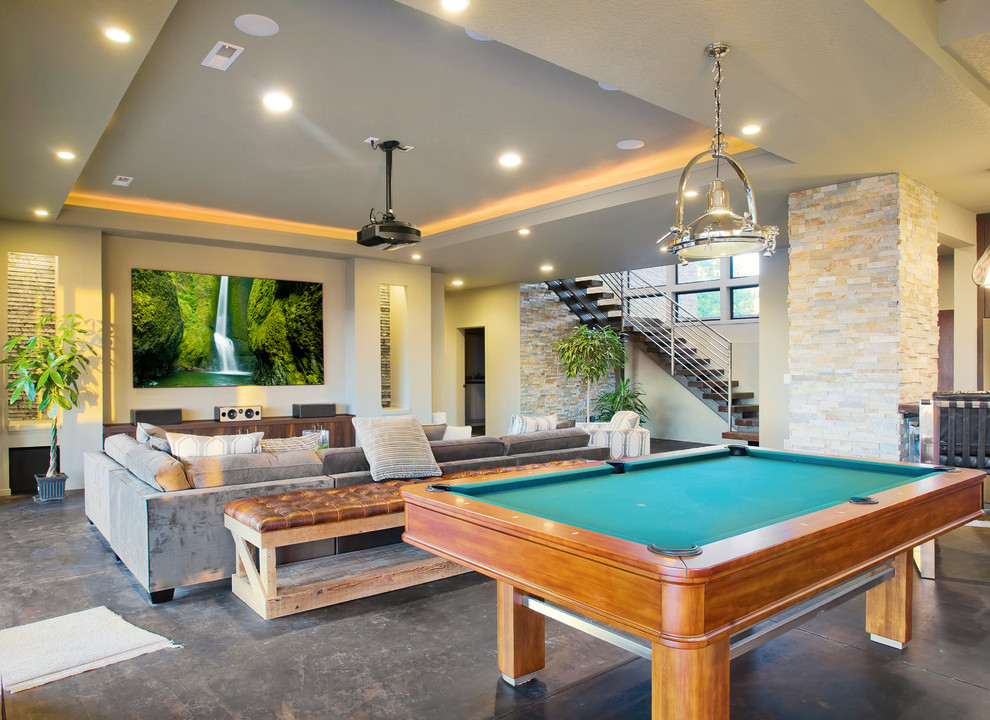 Design ideas for a contemporary games room in Los Angeles.