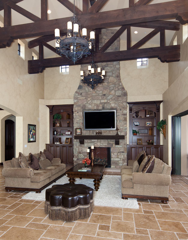 Family room - mediterranean family room idea in Orange County