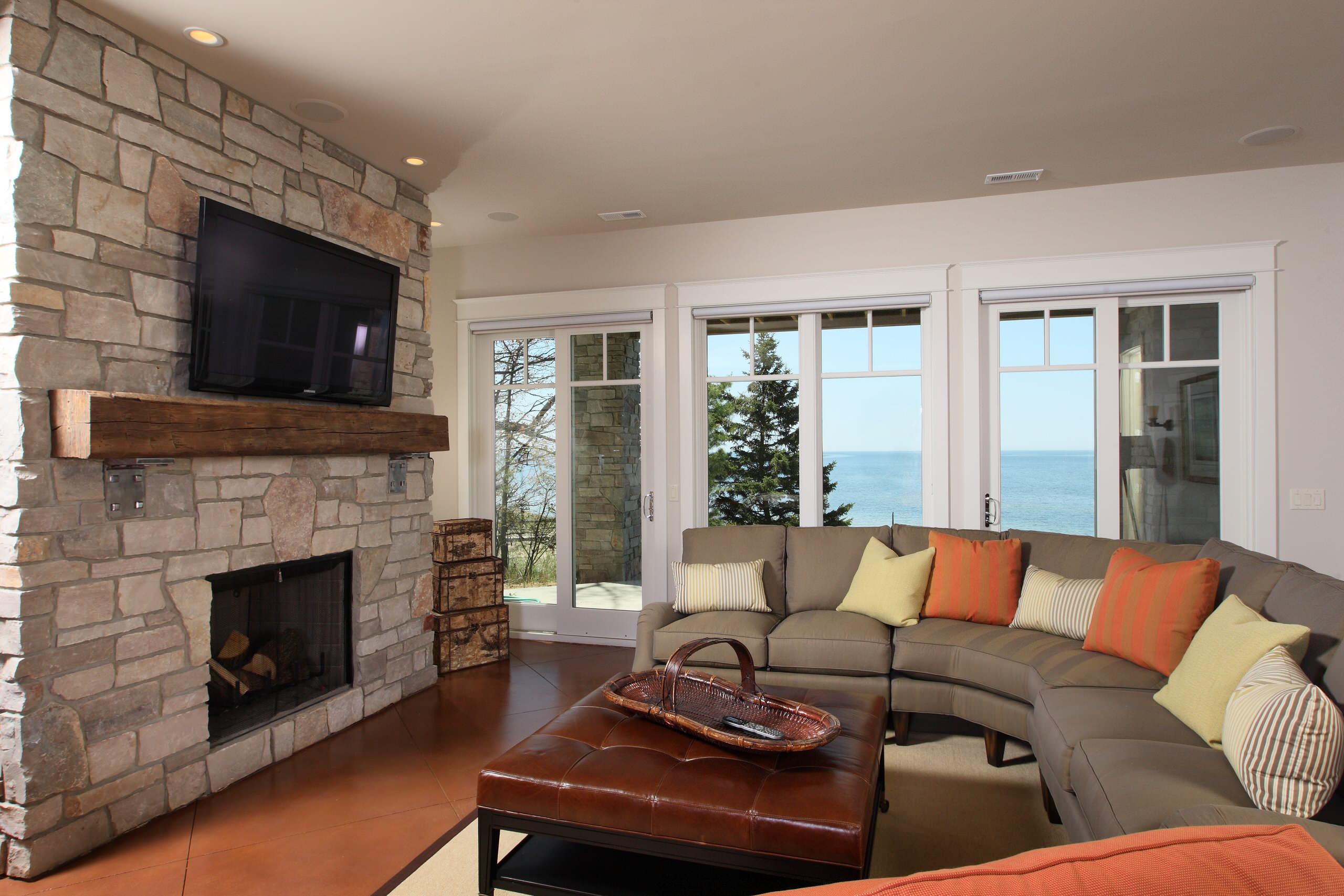 Stone Fireplace With Tv Above
