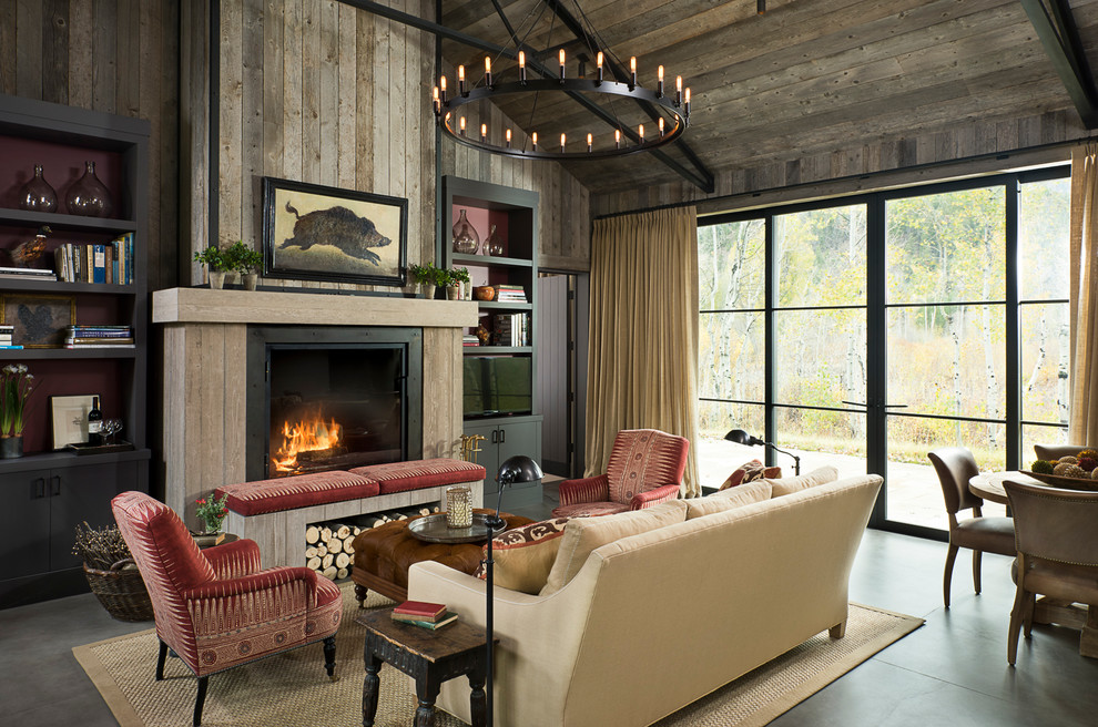 Inspiration for a huge rustic family room remodel in Sacramento