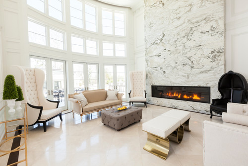 White marble fireplace surround