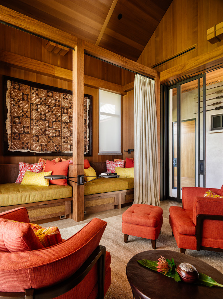Свежая идея для дизайна: изолированная гостиная комната в морском стиле - отличное фото интерьера