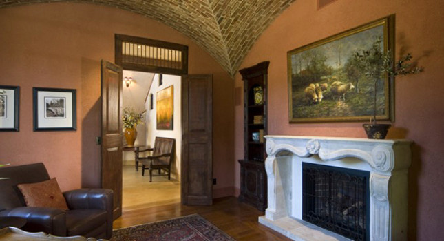 Example of a tuscan family room design in San Francisco