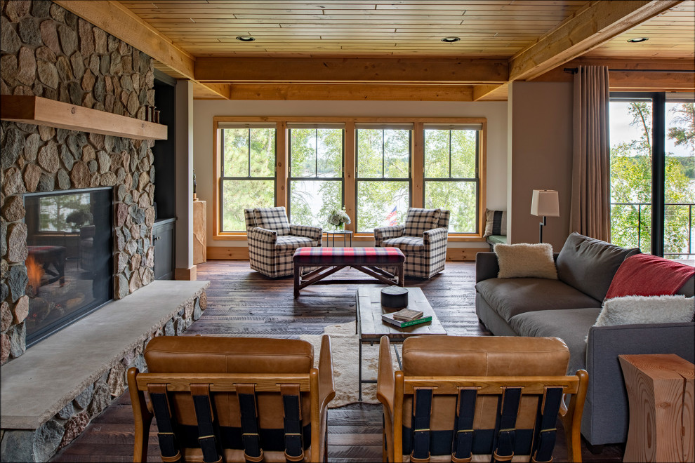 Inspiration for a rustic family room remodel in Minneapolis