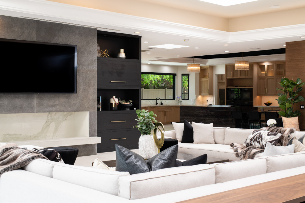 La Bajada Modern Mediterranian Contemporary Family Room Orange