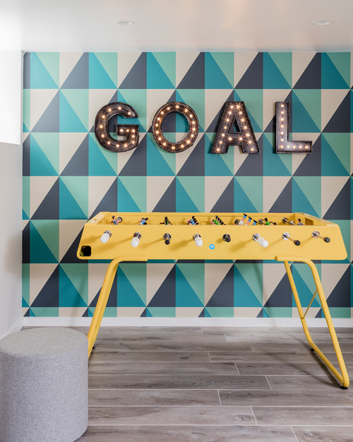 Geometric Wallpaper with Yellow Table Soccer