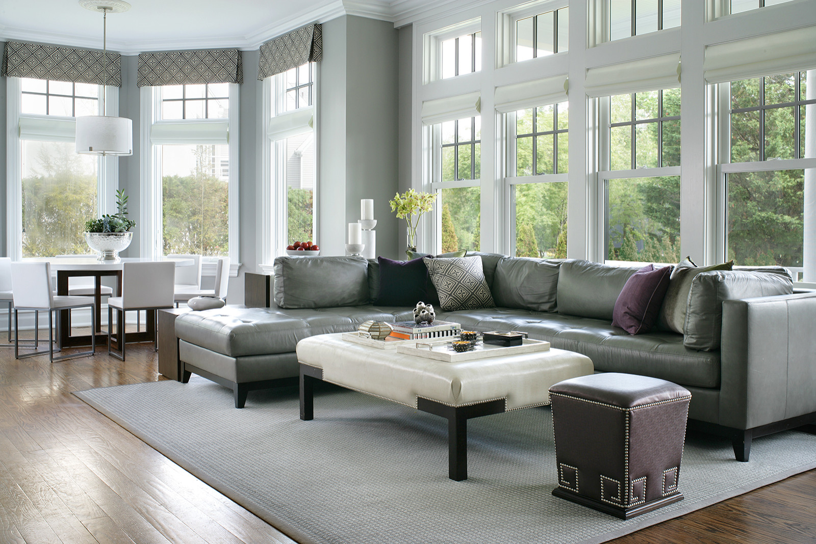 Leather Sectional Houzz, Living Room With Leather Sectional