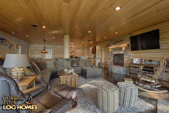 Design ideas for a large rustic games room in Other.