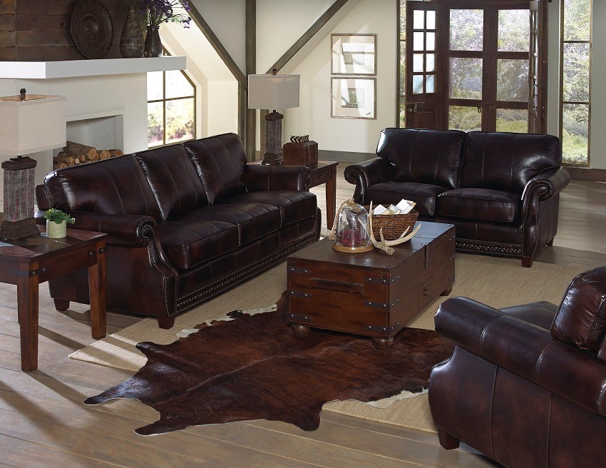 Leather Sofas & Leather Living Room Furniture Sets - Traditional ...