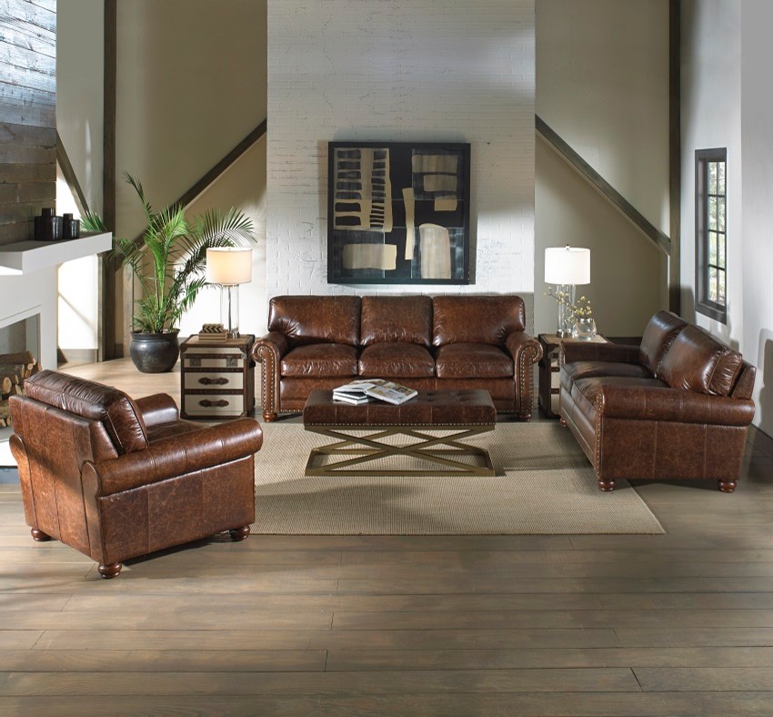 Leather Sofas & Leather Living Room Furniture Sets - Traditional