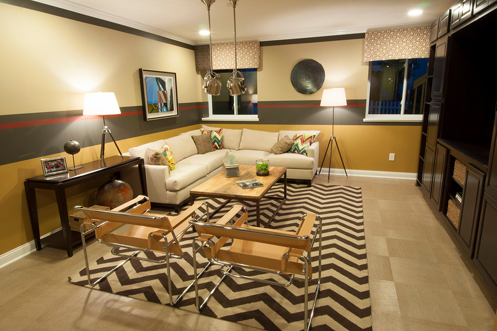 Example of a transitional family room design in Columbus