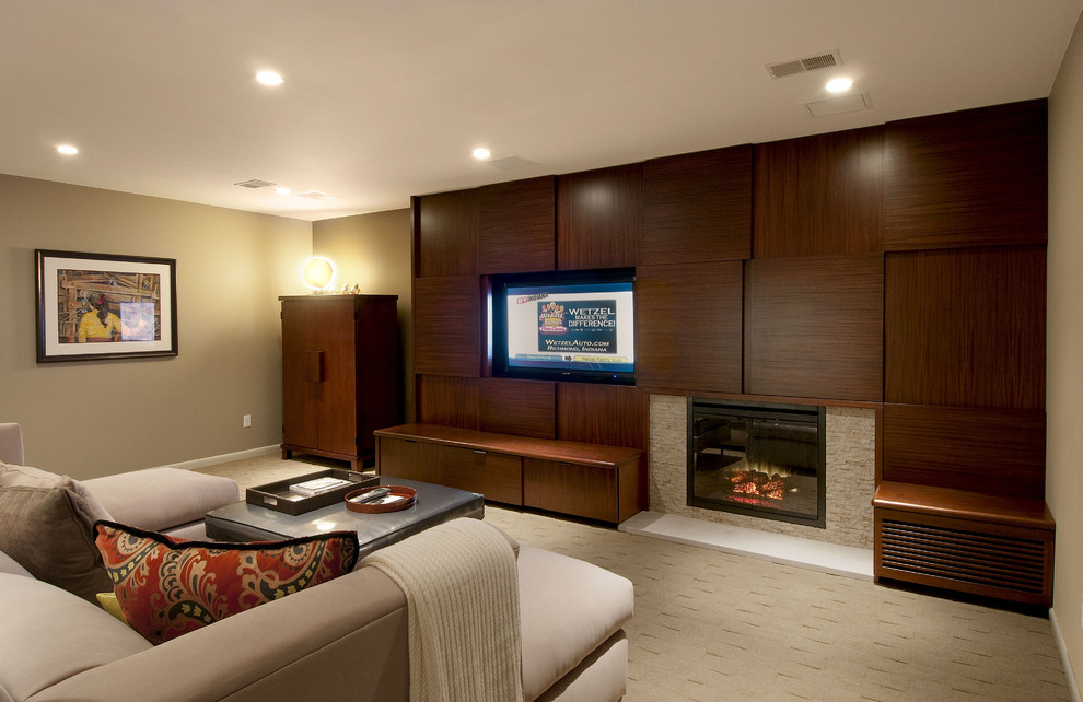 Example of a trendy family room design in Indianapolis