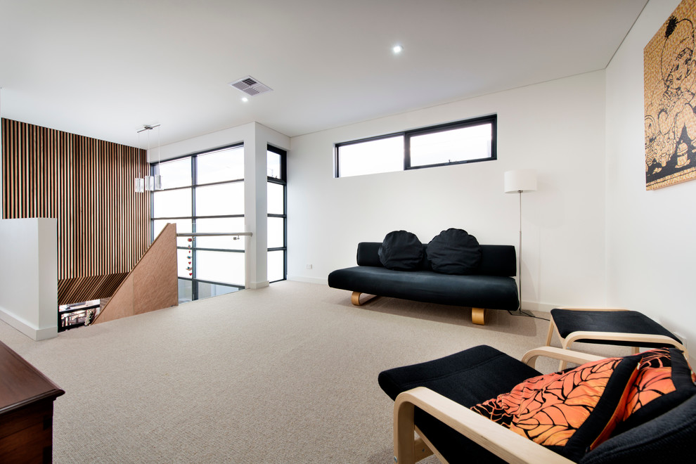 Источник вдохновения для домашнего уюта: гостиная комната среднего размера в современном стиле