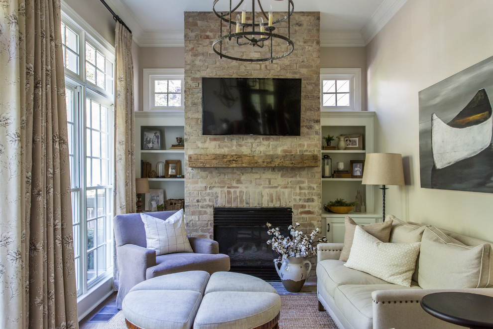 Example of a farmhouse family room design in Atlanta