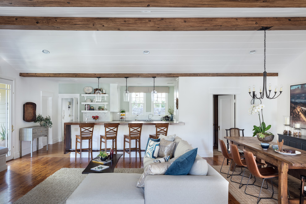 Example of a large beach style family room design in Los Angeles