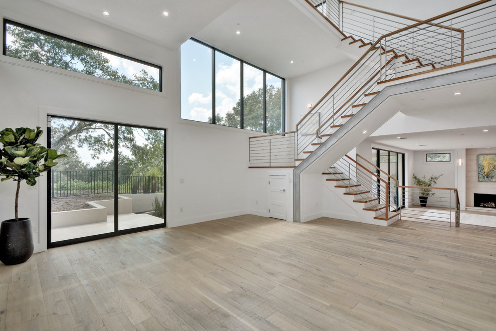 Modern Residence Reclaimed Ivory White Oak Wood Transitional Family Room Nashville By Hardwoodbargains