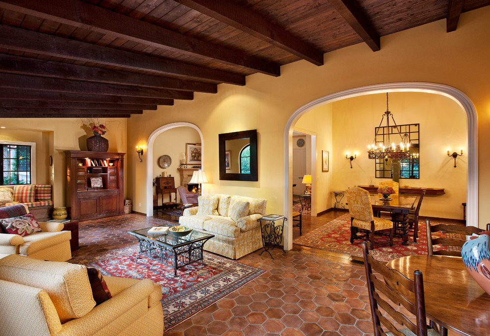 Tuscan family room photo in Santa Barbara