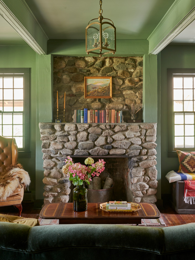Example of a cottage family room design in New York