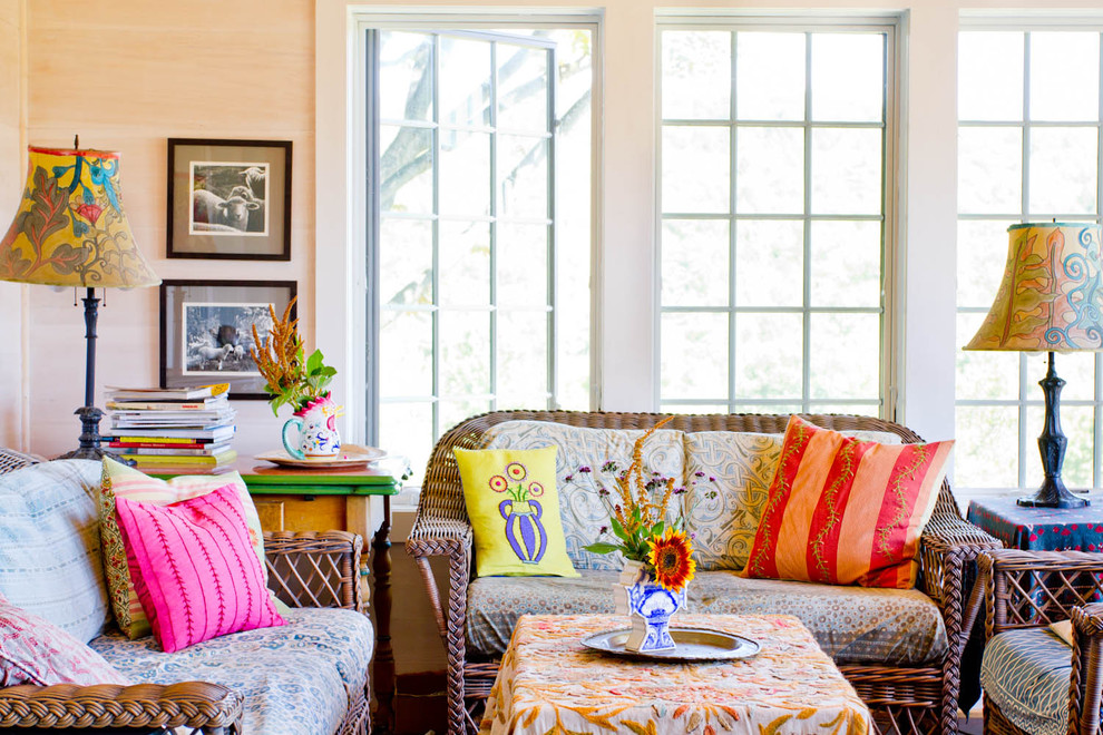 Family room - cottage family room idea in New York with beige walls