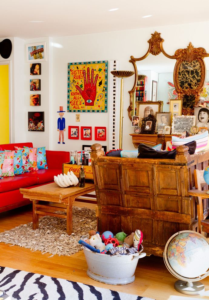 Inspiration for an eclectic family room remodel in New York