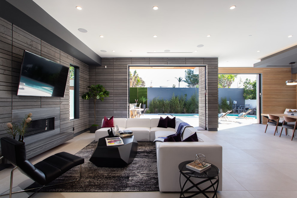 Inspiration for a contemporary family room remodel in Los Angeles