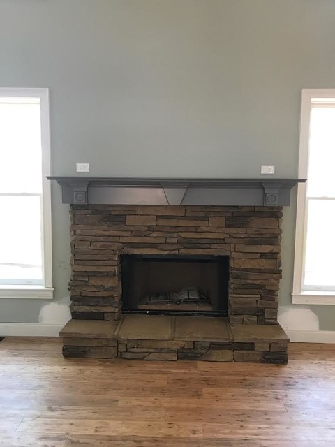 New Custom Fireplace Rock and Mantle - Arts & Crafts - Games Room ...