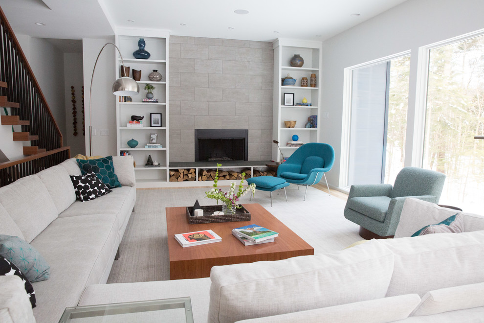 Inspiration for a modern family room remodel in Boston