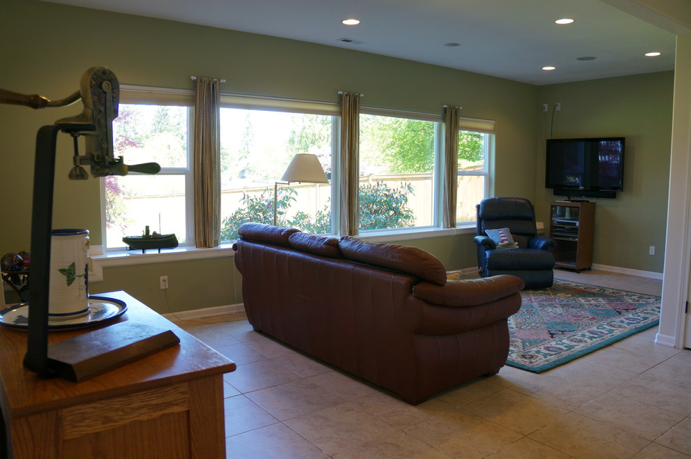 Example of a trendy family room design in Seattle
