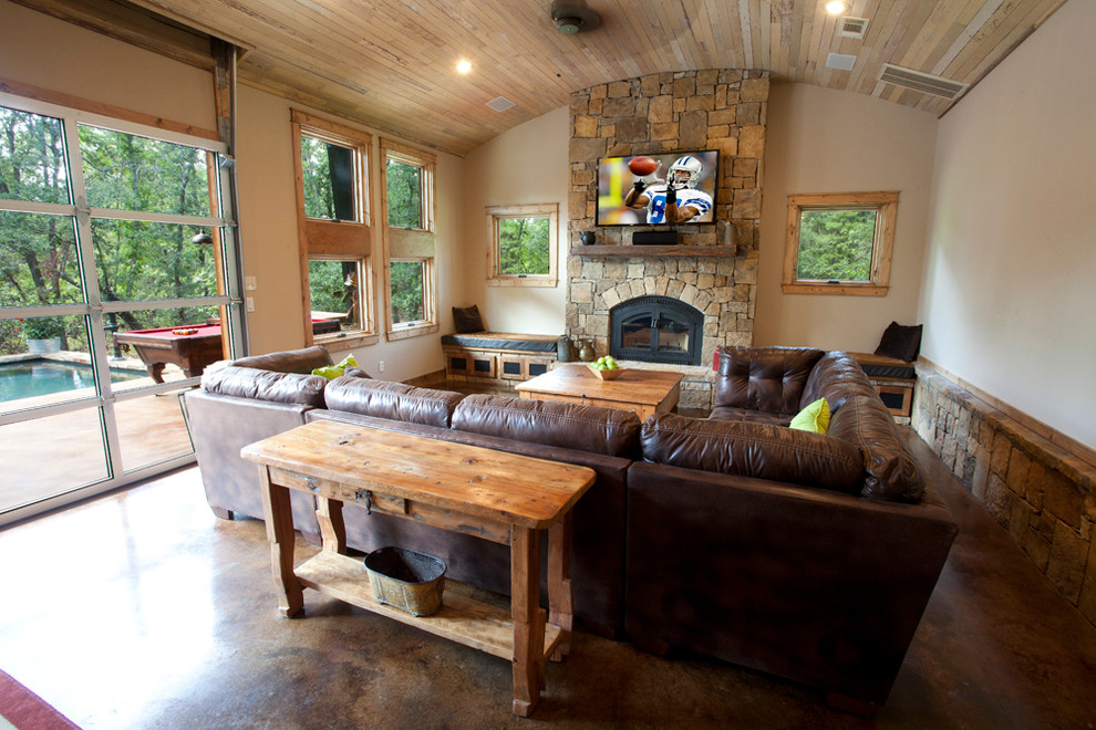 Inspiration for a rustic family room remodel in Dallas