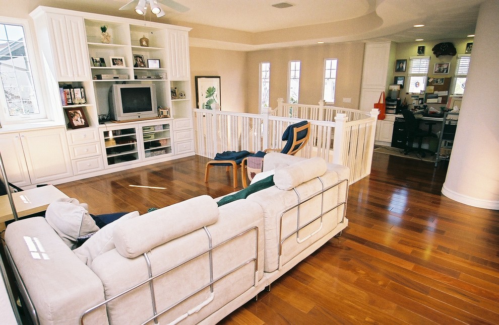 Open Loft TV Area Traditional Family Room Orange County by