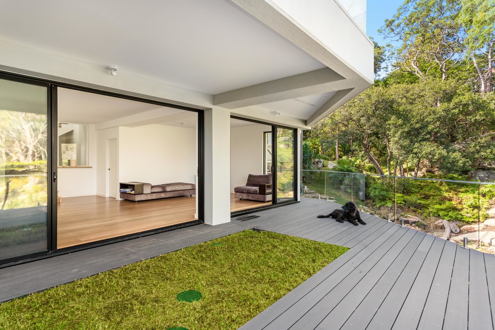 Mid-sized minimalist family room photo in Sydney