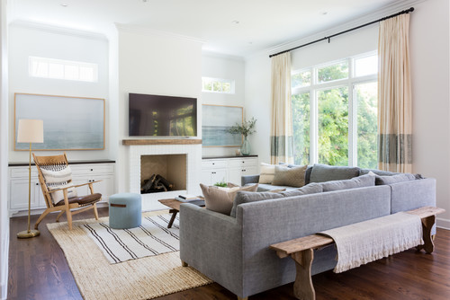 Beach style open concept living room