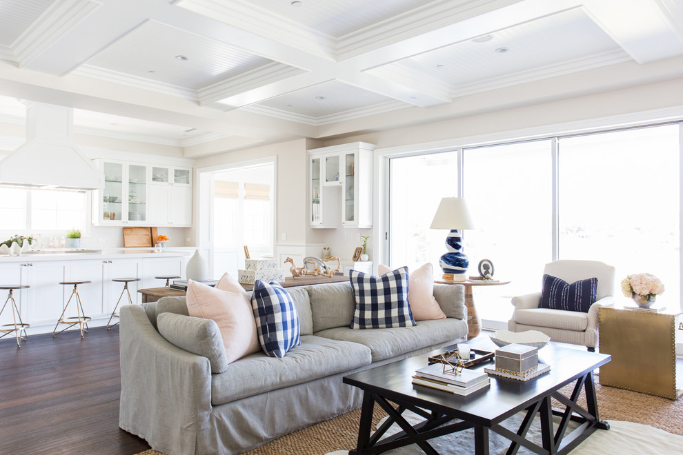 Family room - transitional dark wood floor family room idea in Los Angeles