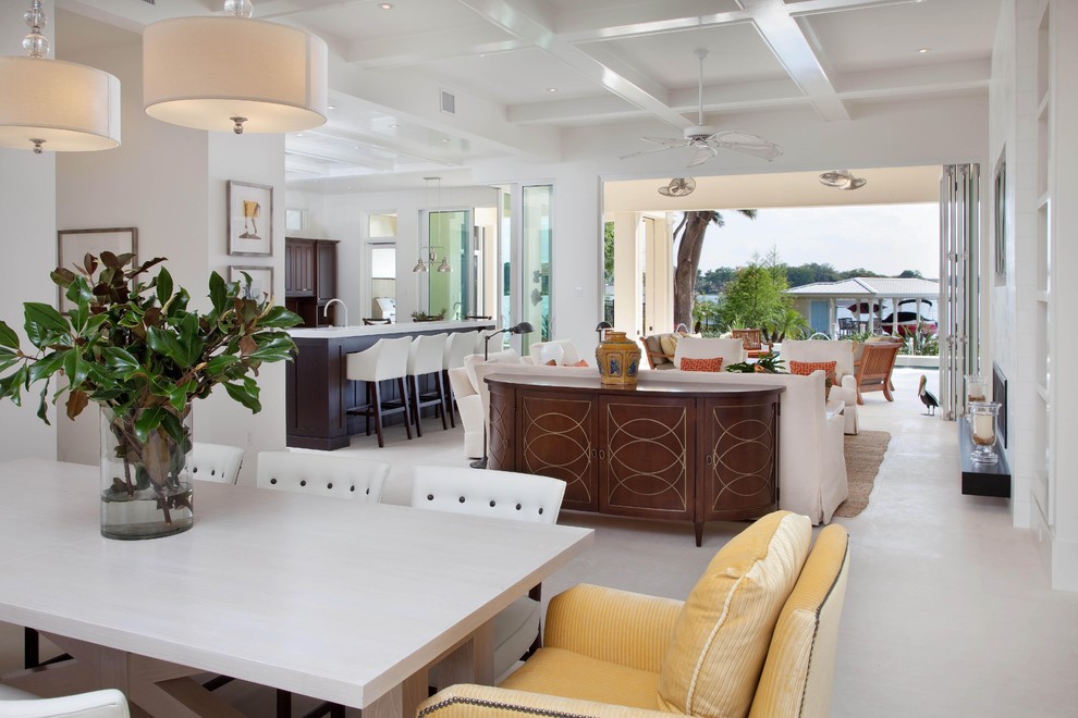 Island style family room photo in Other