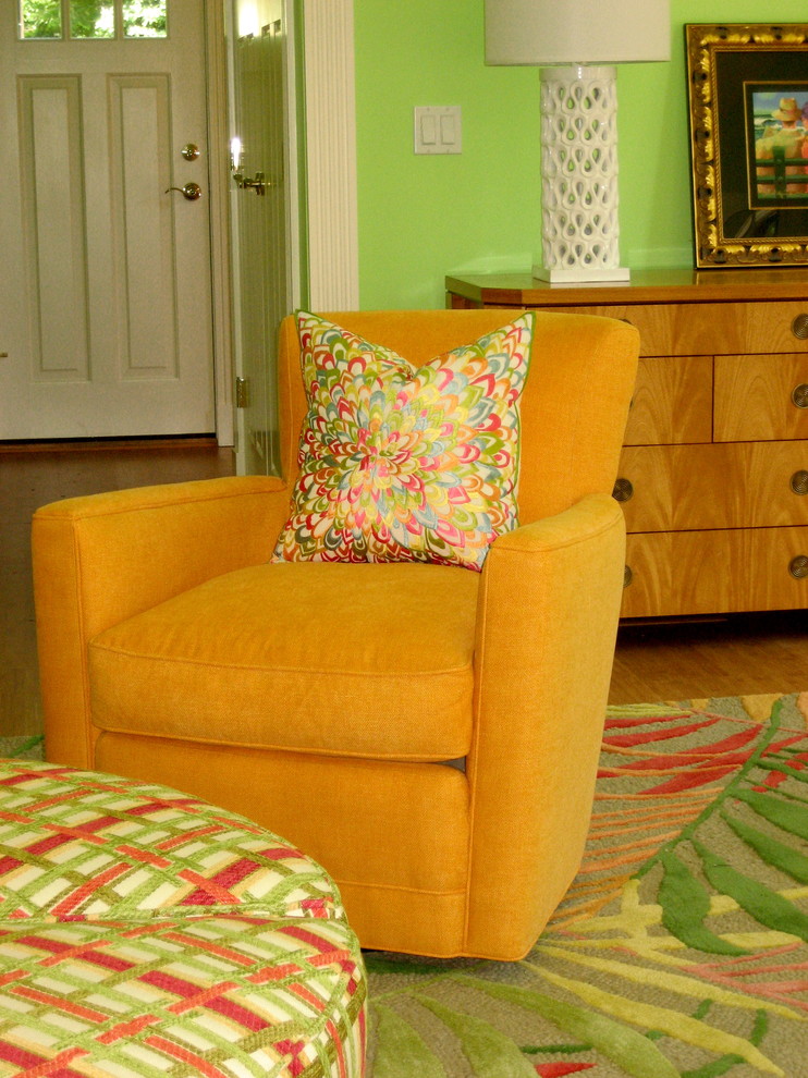 Example of an eclectic family room design in Boston