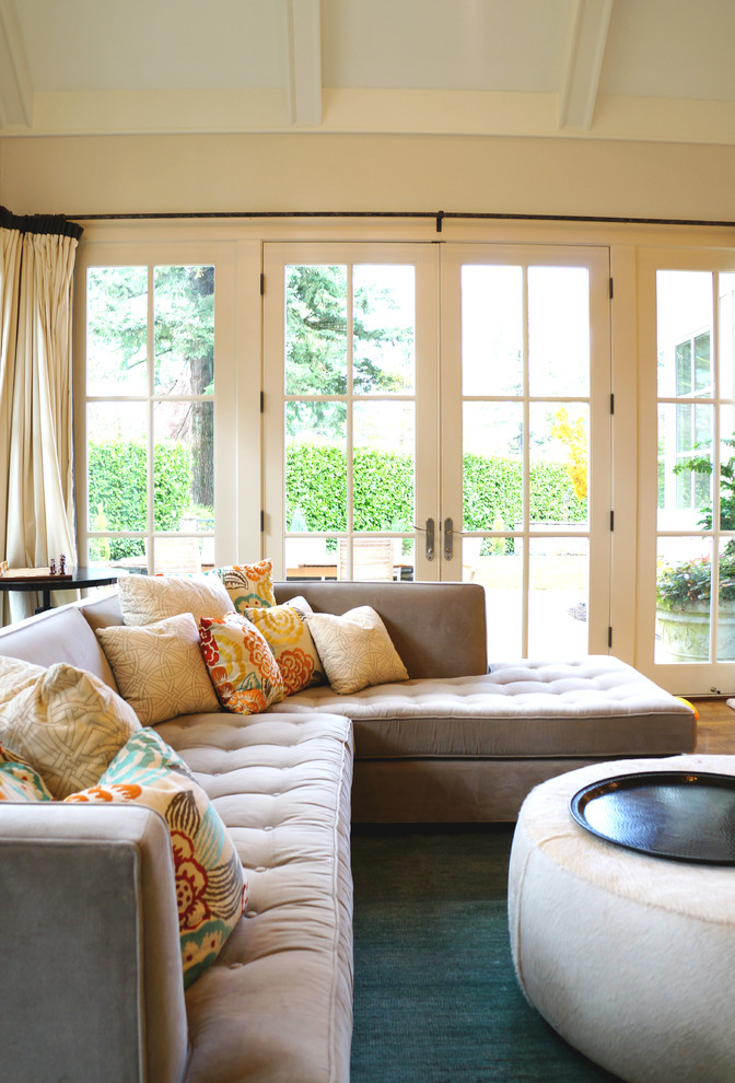 Example of a trendy family room design in Portland