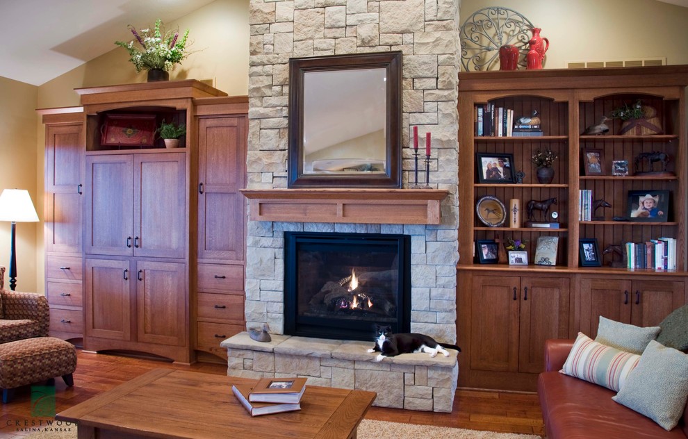 Quarter Sawn Oak Entertainment Center Craftsman Family Room