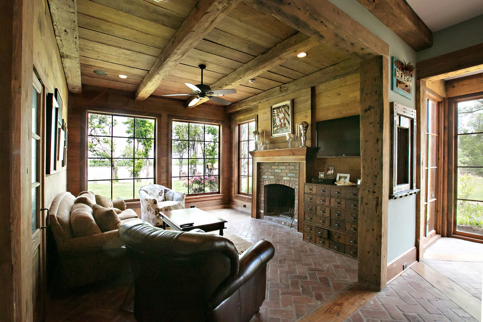Family room - rustic family room idea in New Orleans