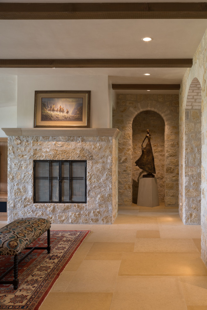 Inspiration for a mediterranean family room remodel in Austin