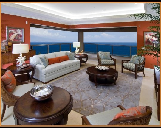 Example of an island style family room design in Hawaii
