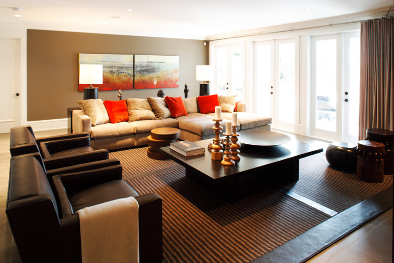 Example of an eclectic family room design in Vancouver