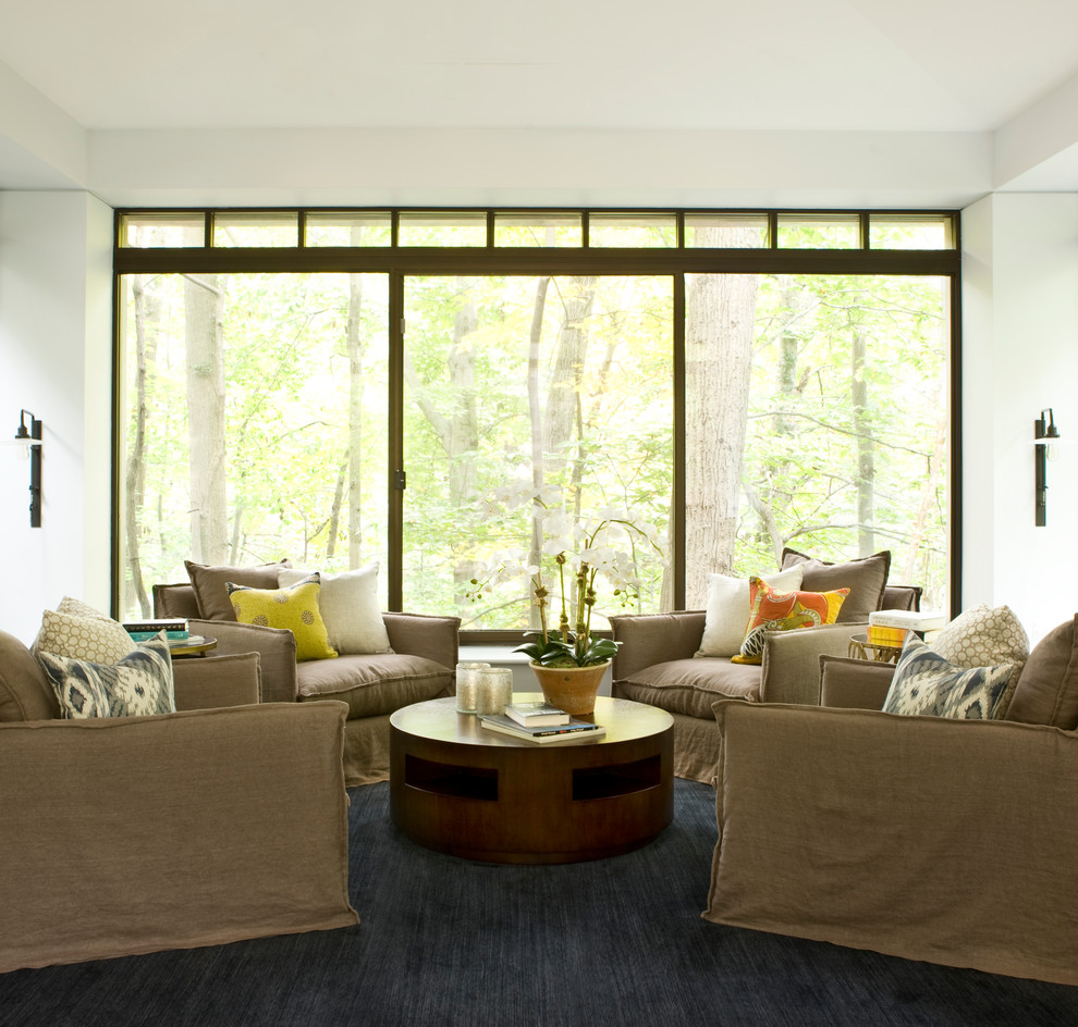 Design ideas for a large contemporary open plan games room in DC Metro with white walls, no fireplace and no tv.