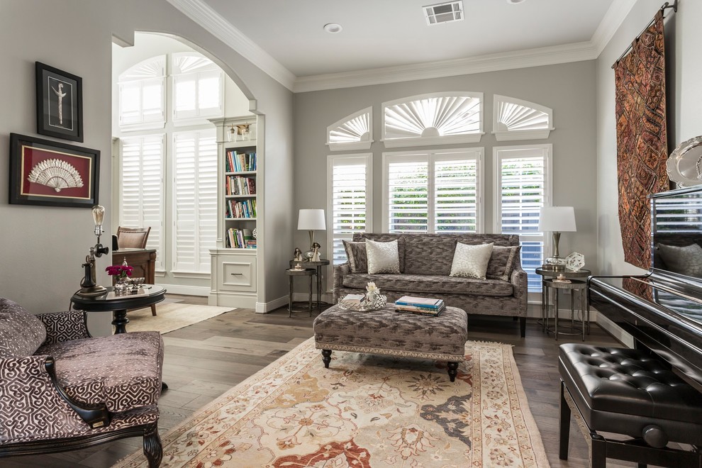 Example of a trendy family room design in Houston