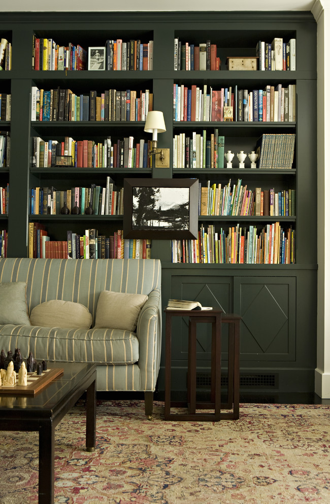 Inspiration for a transitional family room library remodel in Los Angeles